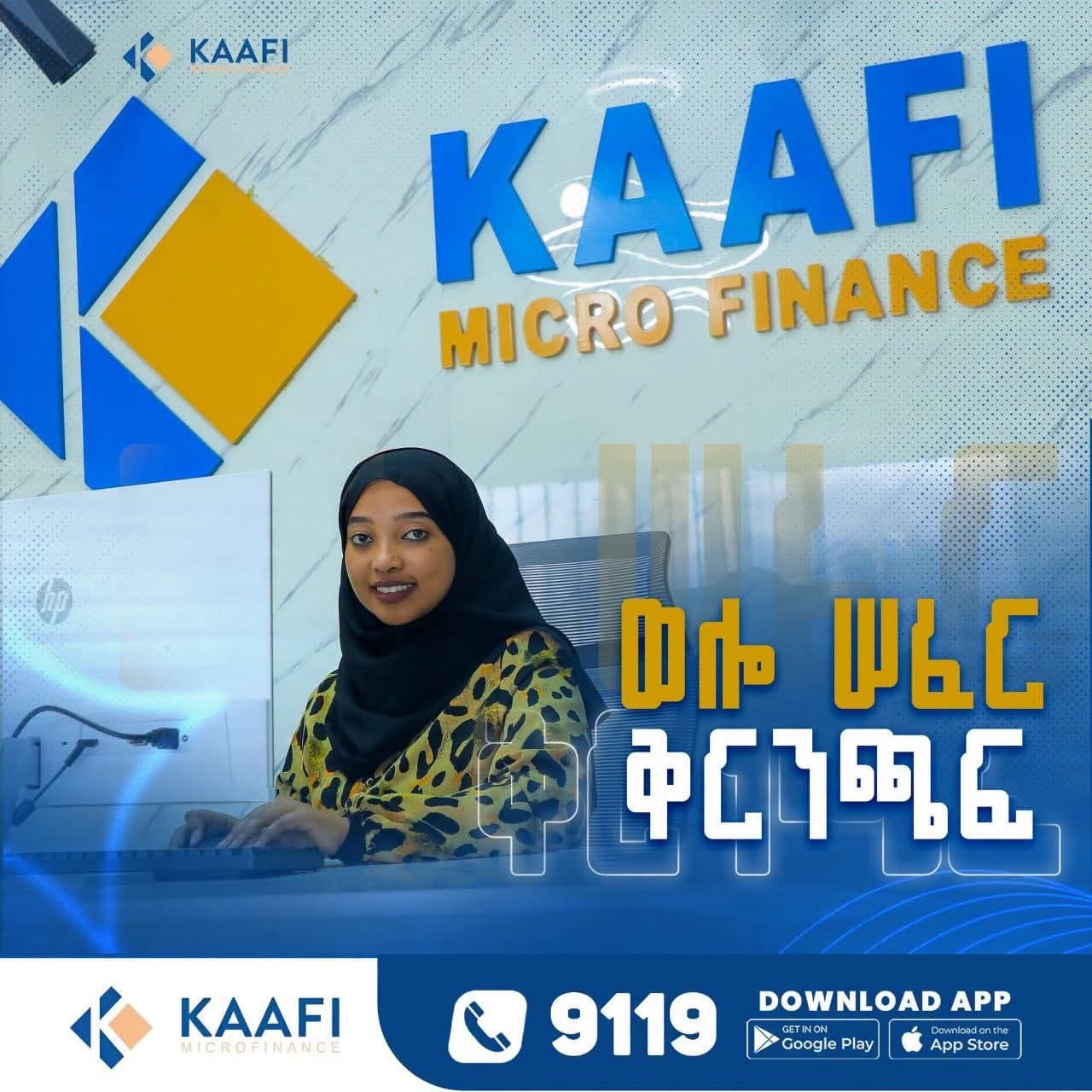 Kaafi Microfinance representative at the customer service desk