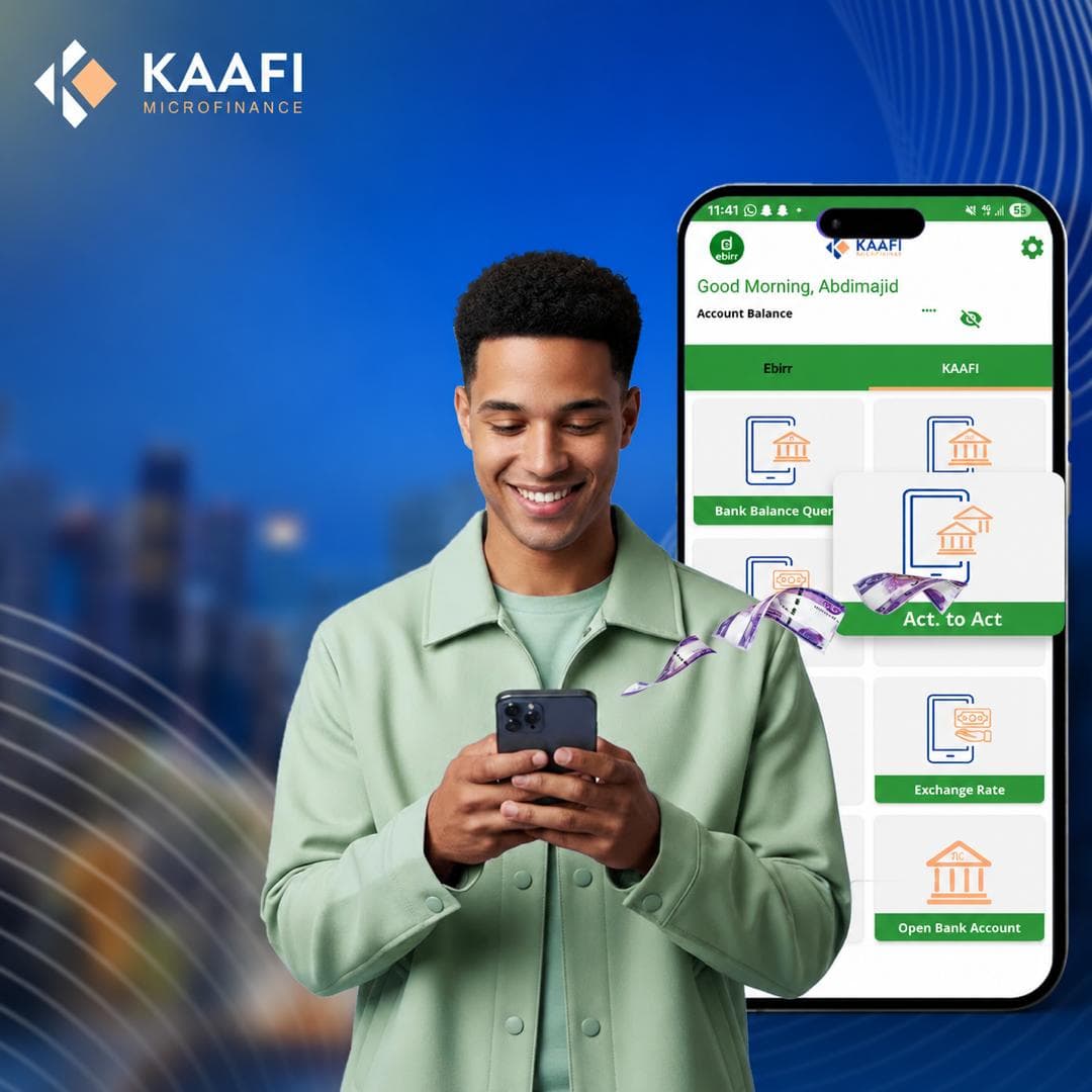 Customer using the Kaafi mobile banking app